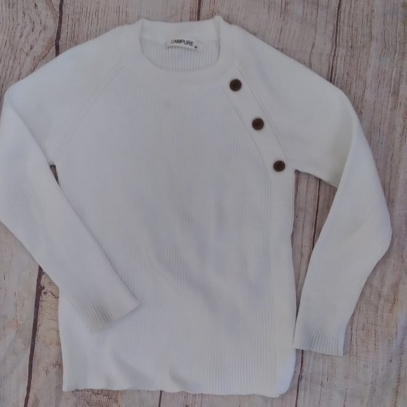 Campure white ribbed sweater size 5 - Picture 1 of 4